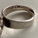 Regulerbar sølvring (925)med stor fasettslipt lilla Edelsten Ametyst - KE Palmberg Sverige 1970 tallet thumbnail