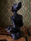 Signert kitsch eksotisk afro mor barn figur skulptur statuett malt gipsfigur Gino Manca 1950/60-tallet thumbnail