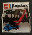 LEGO blå kranebil Legoland 654 i original eske og byggeinstruksjon lansert 1972/73 thumbnail