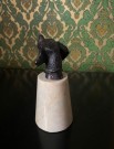 Brevvekt Art Deco funkis design patinert bronse alabast/ marmor/ naturstein hundebyste dyrehode thumbnail