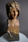 Antikk Art nouveau kvinnebyste i gips - Tyskland, 1900 tallet thumbnail