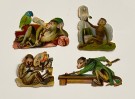 Antikke glansbilder apekatter dyremotiv 1900-tallet thumbnail