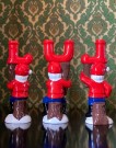JUL nissestake gnom lysestaker i håndmalt steingods - 1950/60 tallet thumbnail