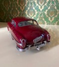 Schuco Patent Ingenico burgunder rød batteridrevet modellbil med henger 5311/ 5330 Tyskland Germany 1950-tallet thumbnail
