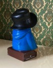Paddington bear bjørn blå frakk og hatt sparebøsse i plast Haugesund sparebank - OY MK-TUOTE AB Finland 1970/80 tallet thumbnail