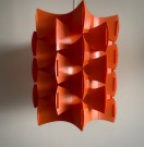 Taklampe lampependel pendant oransje plast geometrisk funkis design 1960/ 70 tallet thumbnail