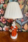 Art Deco antikk bordlampe i porselen Pierrot Harlequin klovn Germany Tyskland G86  thumbnail