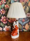Art Deco antikk bordlampe i porselen Pierrot Harlequin klovn Germany Tyskland G86  thumbnail