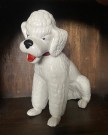 Stor kitsch puddel hundefigur dyreskulptur malt steingods thumbnail