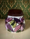 Lokk-krukke/skål blomstermotiv håndmalt kunstflint - Inger Waage Stavangerflint Norway Norge 1950/ 60 tallet thumbnail