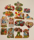 Lott 15 stk glansbilder med ulike blomster/ barn/ fuglemotiv 1920-1960 thumbnail