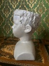 Barnebyste barnehode skulptur figur vase potteskjuler grå glasert keramikk  thumbnail
