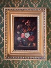 Floral Stilleben blomstermotiv oljemaleri på plate  Müller 1900-tallet thumbnail