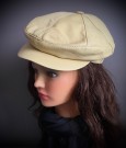 Sixpence/ cap i lyst beige skinn - 1970 tallet thumbnail