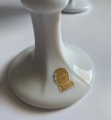 Skåler med stett i hvitt opalin pressglass - Glimåkra glasbruk Sverige 1960 tallet thumbnail