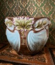 Stor Art nouveau jugend Majolica potteskjuler/ blomsterpotte i glasert keramikk 1900-tallet thumbnail