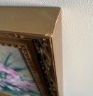 Signert maleri bilde blomstermotiv stilleben forgylt relieff treramme 1990-tallet thumbnail