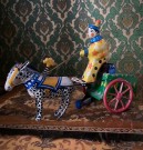 Sirkus klovn mekanisk trekkoppgave blikkleke i original emballasje USSR Sovjetunionen 1950/60-tallet thumbnail