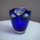 Liten skål i blått kunstglass - Magnor glassverk Norge, 1970 tallet thumbnail