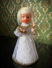 Juletrepynt kitsch toppynt hvit engel i plast 1970-tallet thumbnail