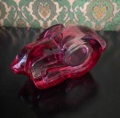 Telysholder kanin/hare rosa glassfigur thumbnail