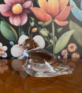 Fugl glassfigur glassfugl brevvekt i klart transparent krystallglass Hadeland Glassverk Norge thumbnail