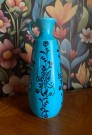 Turkis lys blå vase kunstflint matt glasur sterilisert fuglemotiv Inger Waage Stavangerflint Norge 1950/60-tallet thumbnail