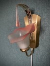 Flora vegglampe messing rosa frostet kunstglass RAF 6050 1980/ 90 tallet thumbnail