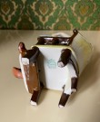 Nostalgisk tidstypisk toddler barnefigur håndmalt steingods MB Keto Import Japan 1950/60-tallet  thumbnail