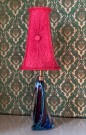 Bordlampe i blå/rosa/klart kunstglass med skjerm - Murano Italia 1960/ 70 tallet thumbnail