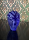 Kunstfigur hode byste skulptur glassfigur i blått frostet glass Magnor Norge thumbnail