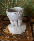 Barnebyste barnehode skulptur figur vase potteskjuler grå glasert keramikk  thumbnail