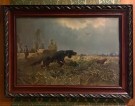 Antikk bilde kunsttrykk jaktmotiv fuglehund gordonsetter Naturalismen Romantikken 1900-tallet thumbnail