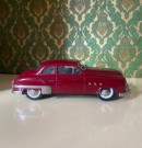 Schuco Patent Ingenico burgunder rød batteridrevet modellbil med henger 5311/ 5330 Tyskland Germany 1950-tallet thumbnail