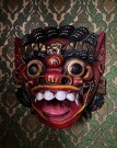 Håndlaget stor Indonesisk dragemaske veggmaske i malt tre thumbnail