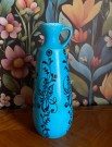 Turkis lys blå vase kunstflint matt glasur sterilisert fuglemotiv Inger Waage Stavangerflint Norge 1950/60-tallet thumbnail