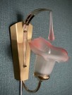 Flora vegglampe messing rosa frostet kunstglass RAF 6050 1980/ 90 tallet thumbnail