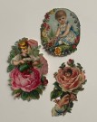 Antikke Viktorianske glansbiler rose/ barne/ blomstermotiv 1890-1910 tallet thumbnail