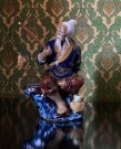 Kinesisk Fisker Mudman Asiatisk figur i glasert terrakotta/ leire/ keramikk - Shiwan Kina China 1960 tallet thumbnail