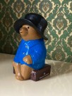 Paddington bear bjørn blå frakk og hatt sparebøsse i plast Haugesund sparebank - OY MK-TUOTE AB Finland 1970/80 tallet thumbnail