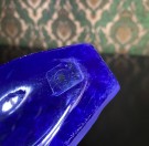 Kunstfigur hode byste skulptur glassfigur i blått frostet glass Magnor Norge thumbnail