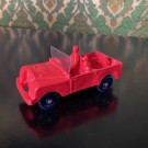 Tomte bil Land Rover rød modellbil vinylplast No. 750/18 Åsmund Lærdal Stavanger Norway Norge 1963-1978 thumbnail
