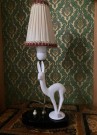 Bordlampe med skjerm Art Deco design rådyr bambi porselensfigur Villeroy & Boch thumbnail