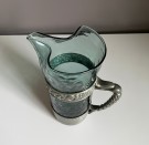ROCK mugge i sjøgrønt kunstglass/ tinn -  Willy Johansson Hadeland Glassverk 1950/ 60 tallet thumbnail