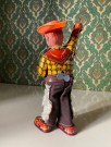 Mekanisk trekkopp blikkleke Cowboy med lasso Japan 1950/60-tallet thumbnail