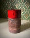 Etikettmerket håndlaget sylinderformet keramikkvase 6 lava design - Kirsten Keramikk Denmark 1970-tallet thumbnail