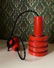 Rød taklampe lampependel pendant Bision Norge 1970-tallet thumbnail