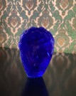 Kunstfigur hode byste skulptur glassfigur i blått frostet glass Magnor Norge thumbnail