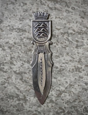 Haugesund kommunevåpen bokmerke seddelklype i stemplet sølv 830S