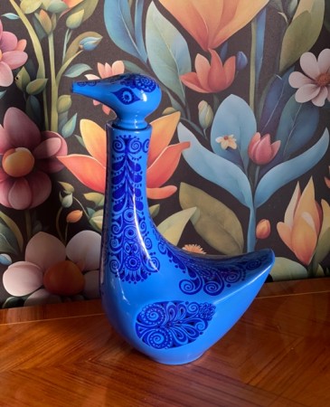 Turi-design karaffel fugl svaneform glasert leirgods Turi Gramstad Figgjo Fajanse Stavangerflint Norway 1960/70-tallet